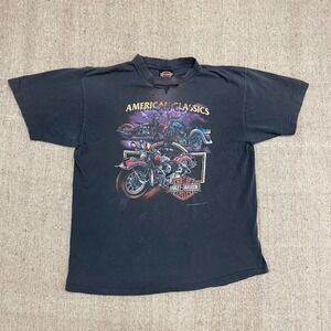 vintage harley davidson 3D shirt mens xl black 1990s fort worth texas stitch